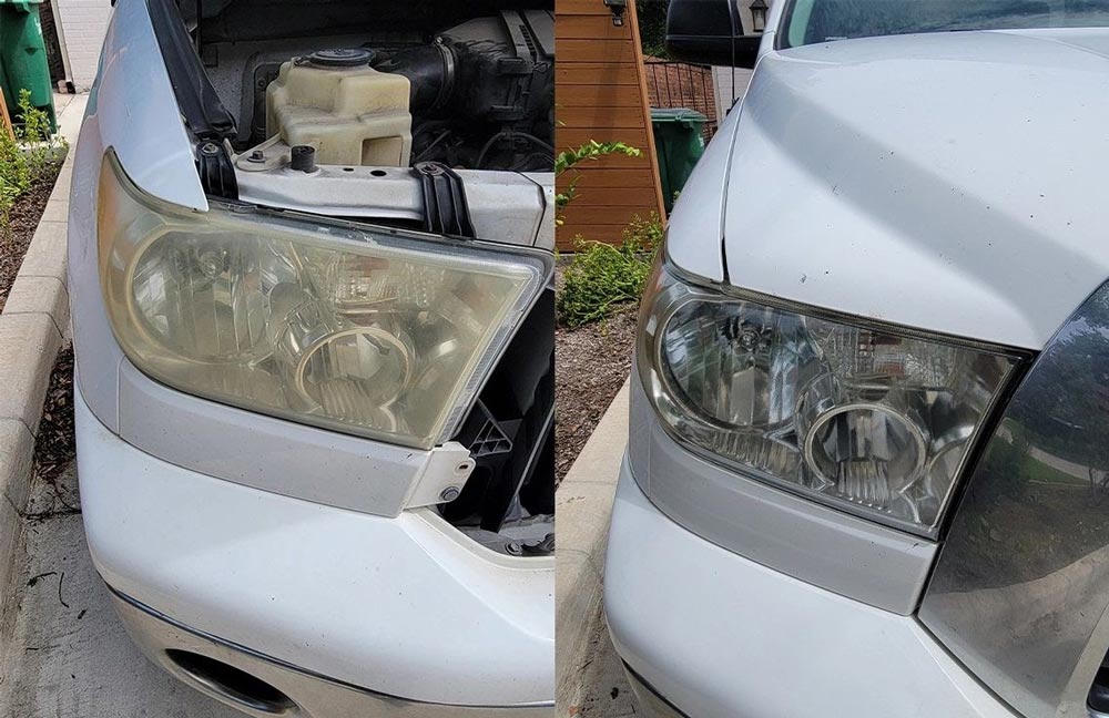 White truck headlight restoration